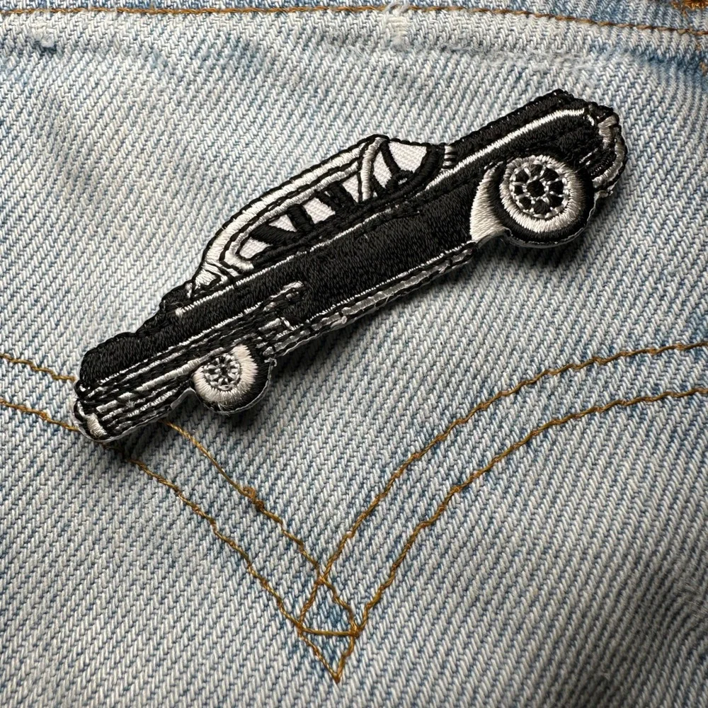 Embroidered Car Patch Iron On Black Classic Cars Enthusiasts Jean‎ Jacket Patch